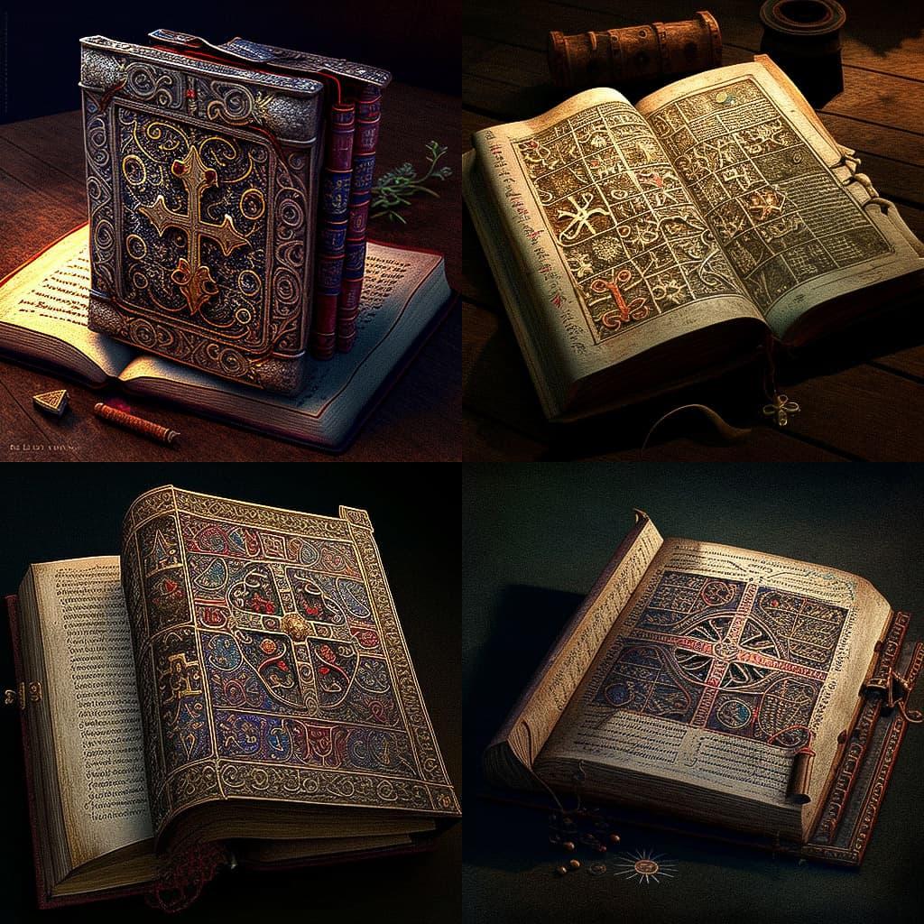 Medieval Codex style, Midjourney V4, render 1 of 4