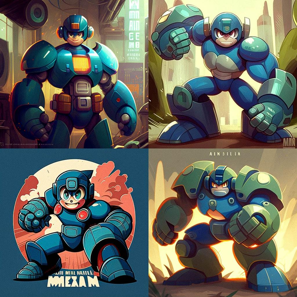 Mega man style, Midjourney V4, render 1 of 4