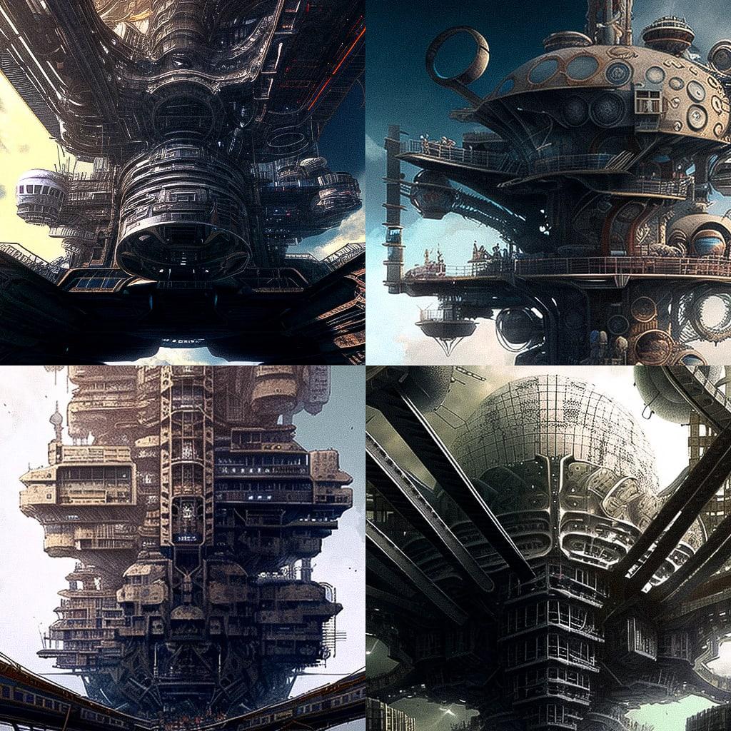 Megastructure style, Midjourney V4, render 1 of 4
