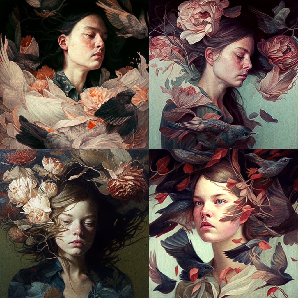 Meghan Howland style, Midjourney V4, render 1 of 4