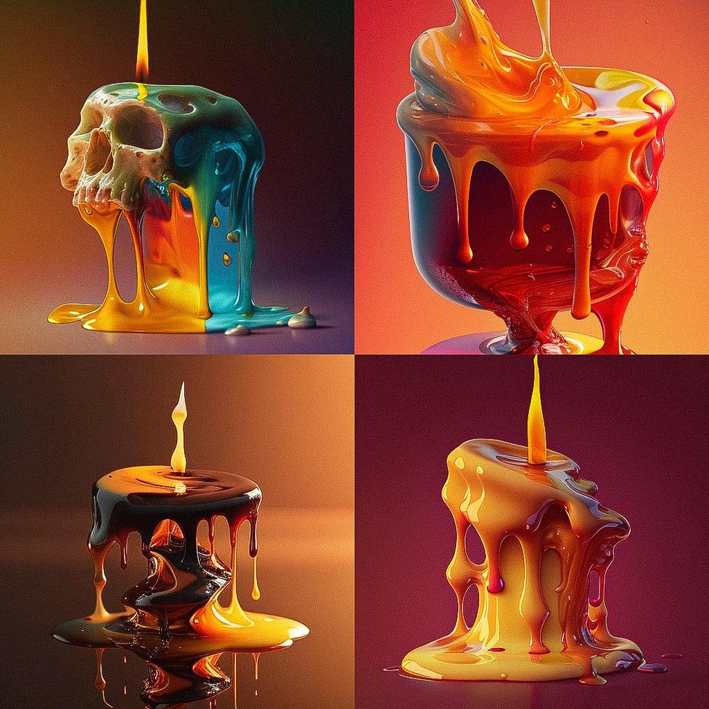Melting wax style, Midjourney V4, render 1 of 4