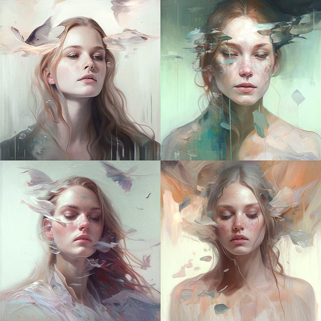 Meredith Marsone style, Midjourney V4, render 1 of 4