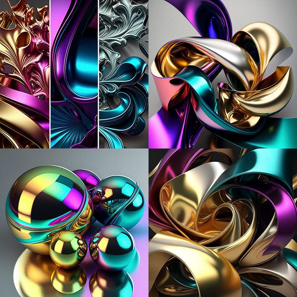 Metallic colors style, Midjourney V4, render 1 of 4