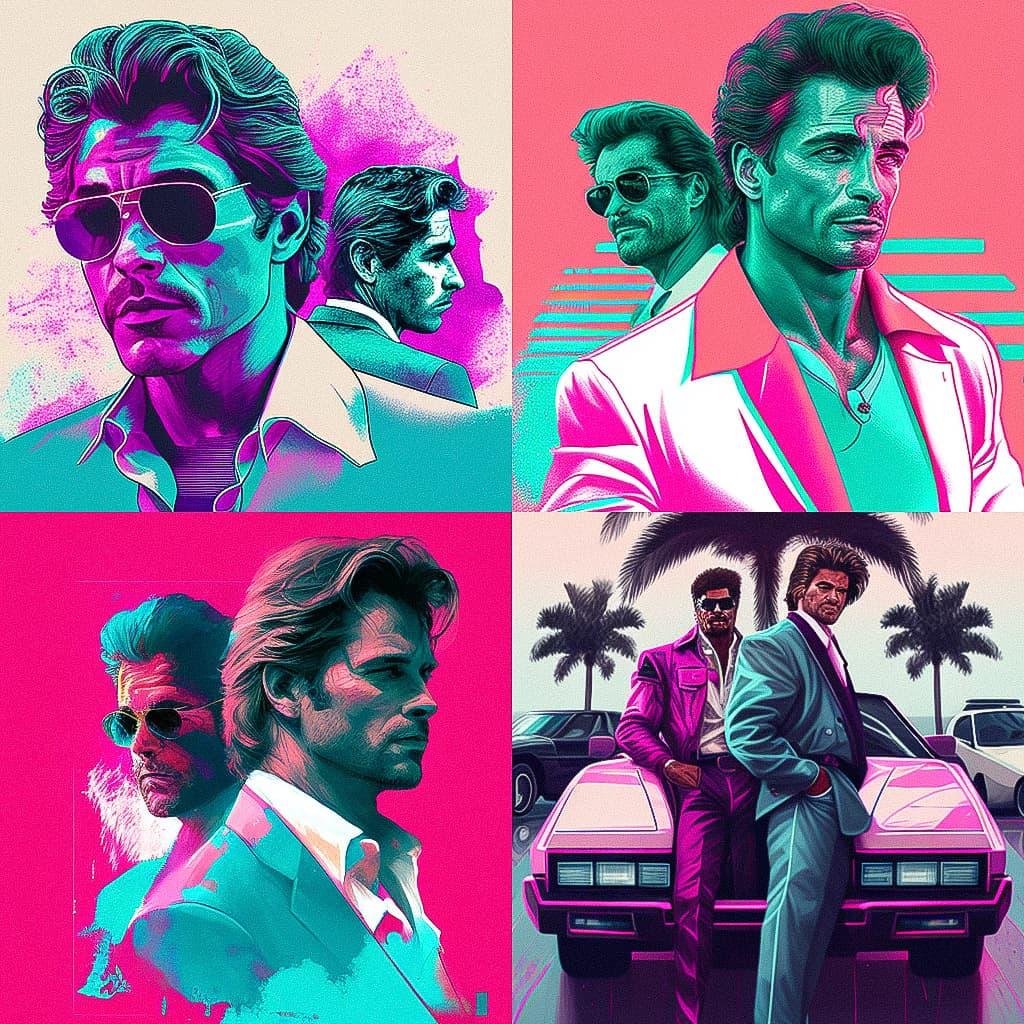 Miami Vice style, Midjourney V4, render 1 of 4