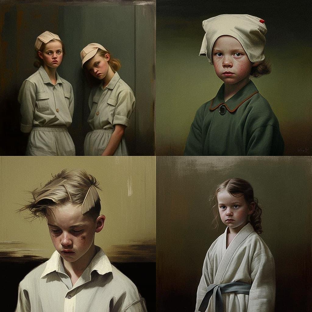 Michael Borremans style, Midjourney V4, render 1 of 4