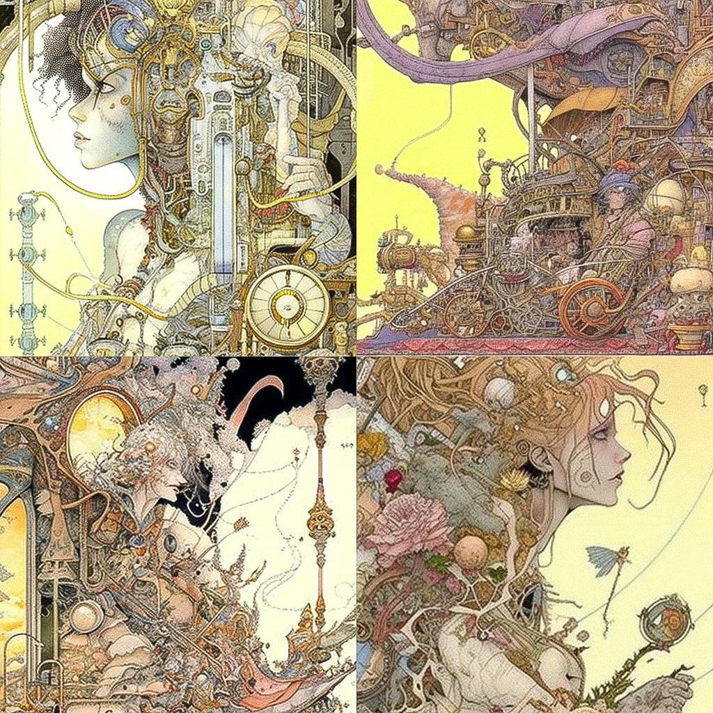 Michael Kaluta style, Midjourney V4, render 1 of 4