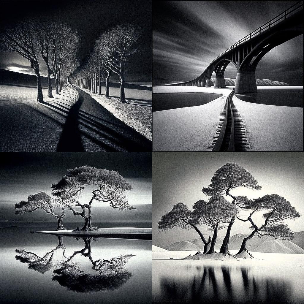 Michael Kenna style, Midjourney V4, render 1 of 4