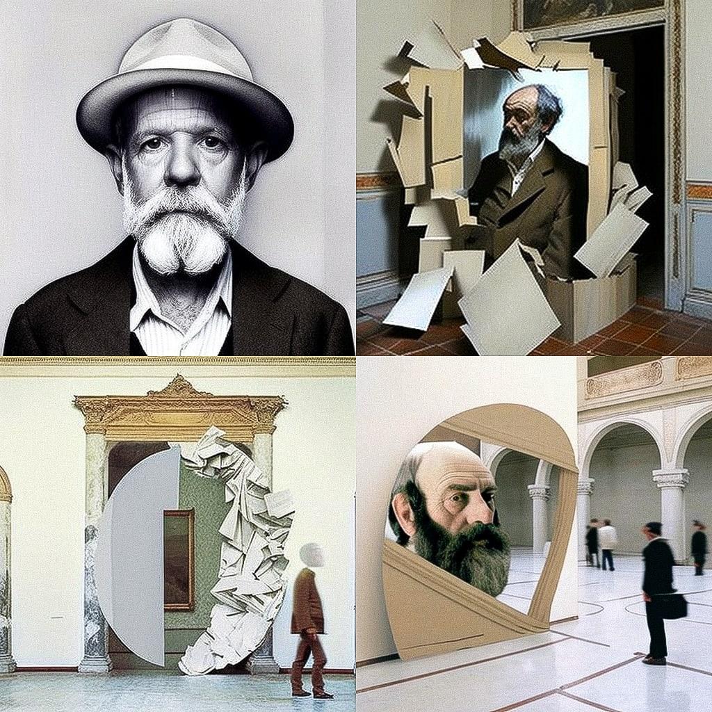 Michelangelo Pistoletto style, Midjourney V4, render 1 of 4