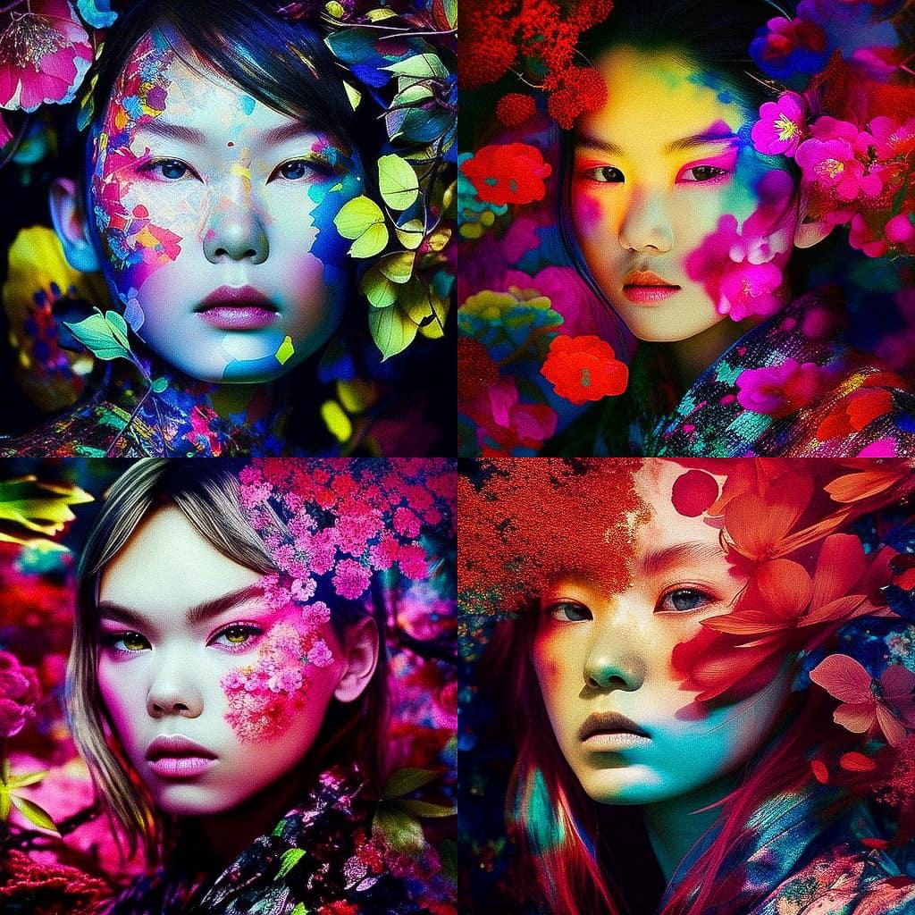 Mika Ninagawa style, Midjourney V4, render 1 of 4
