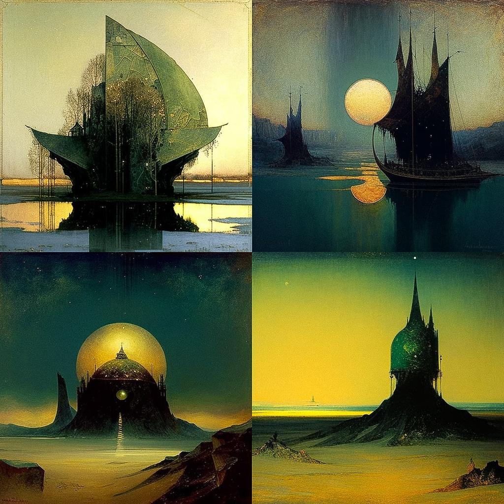 Mikalojus Konstantinas Ciurlionis style, Midjourney V4, render 1 of 4