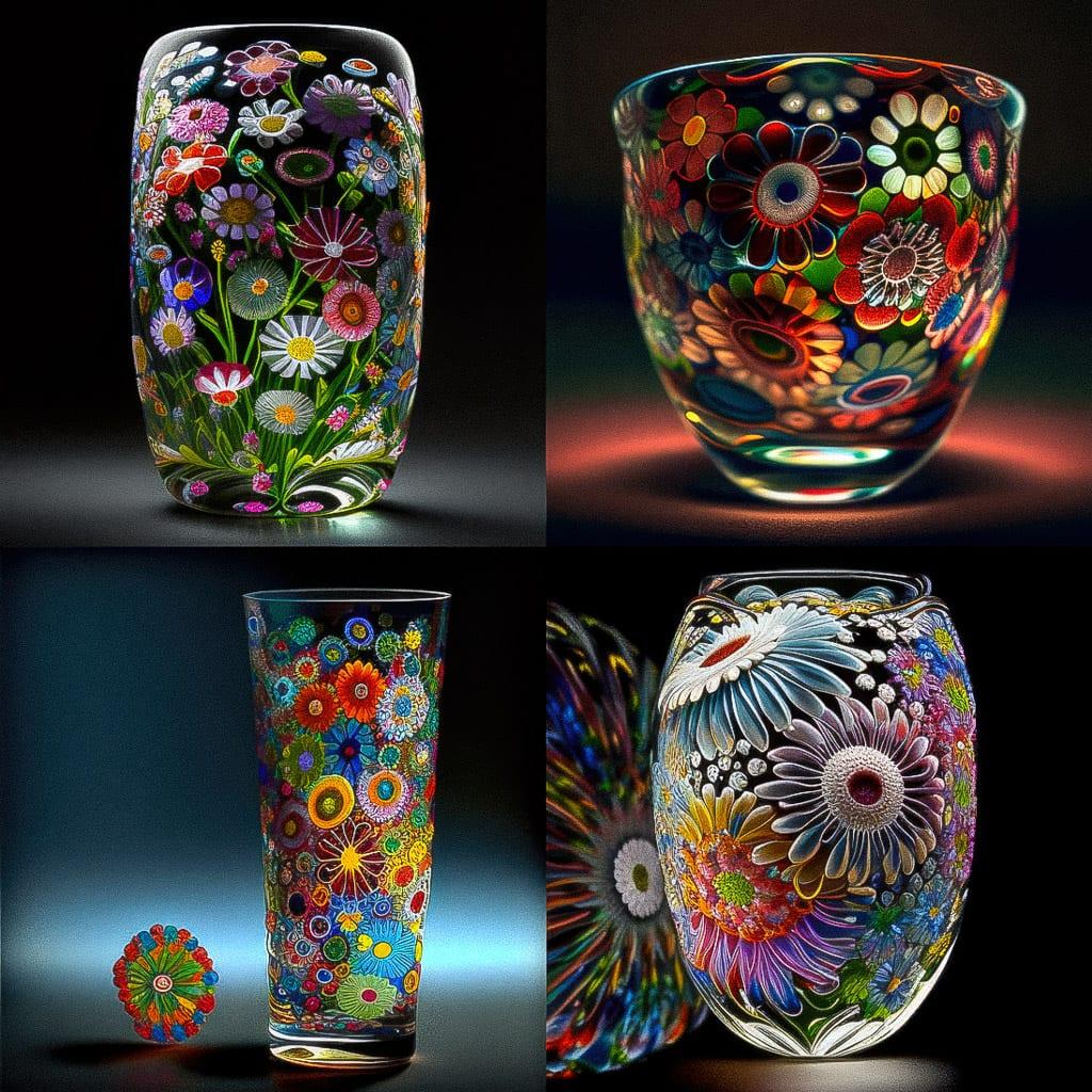 Millefiori glass style, Midjourney V4, render 1 of 4
