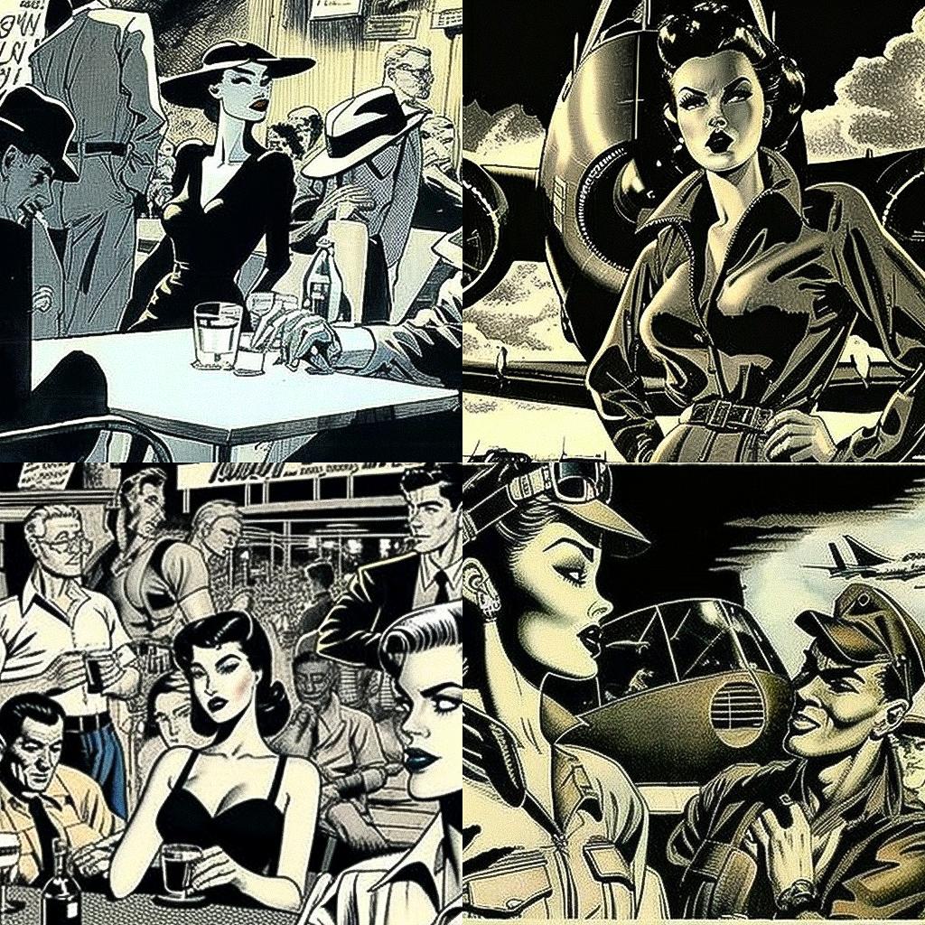 Milton Caniff style, Midjourney V4, render 1 of 4