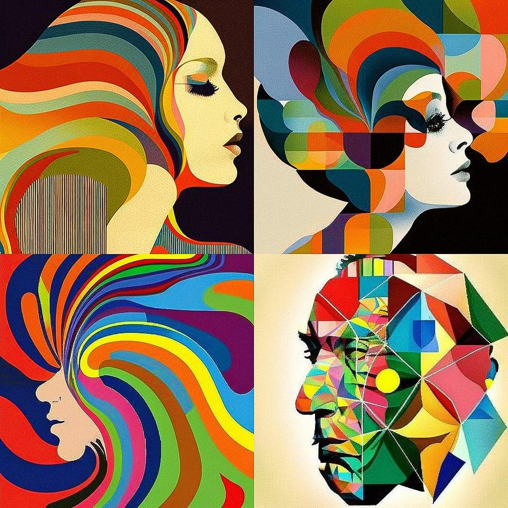 Milton Glaser style, Midjourney V4, render 1 of 4