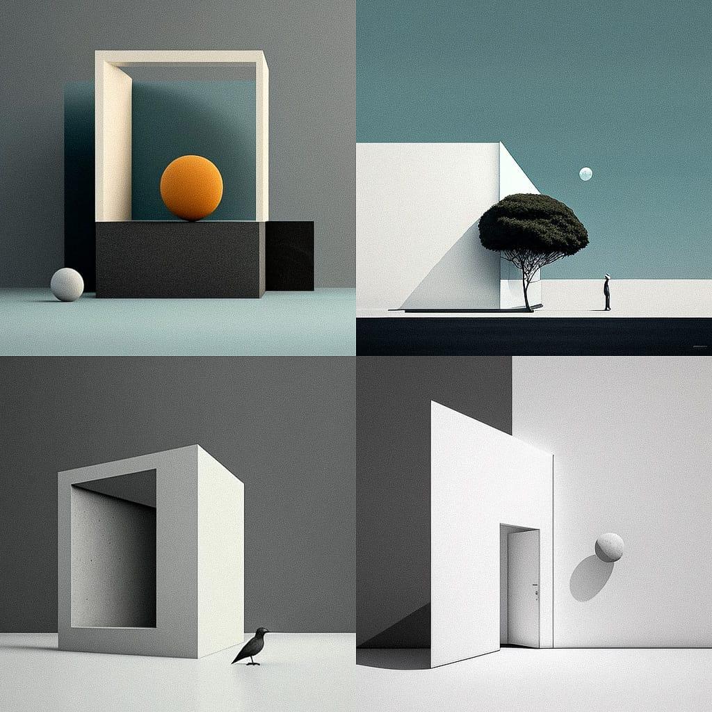 Minimalist composition style, Midjourney V4, render 1 of 4