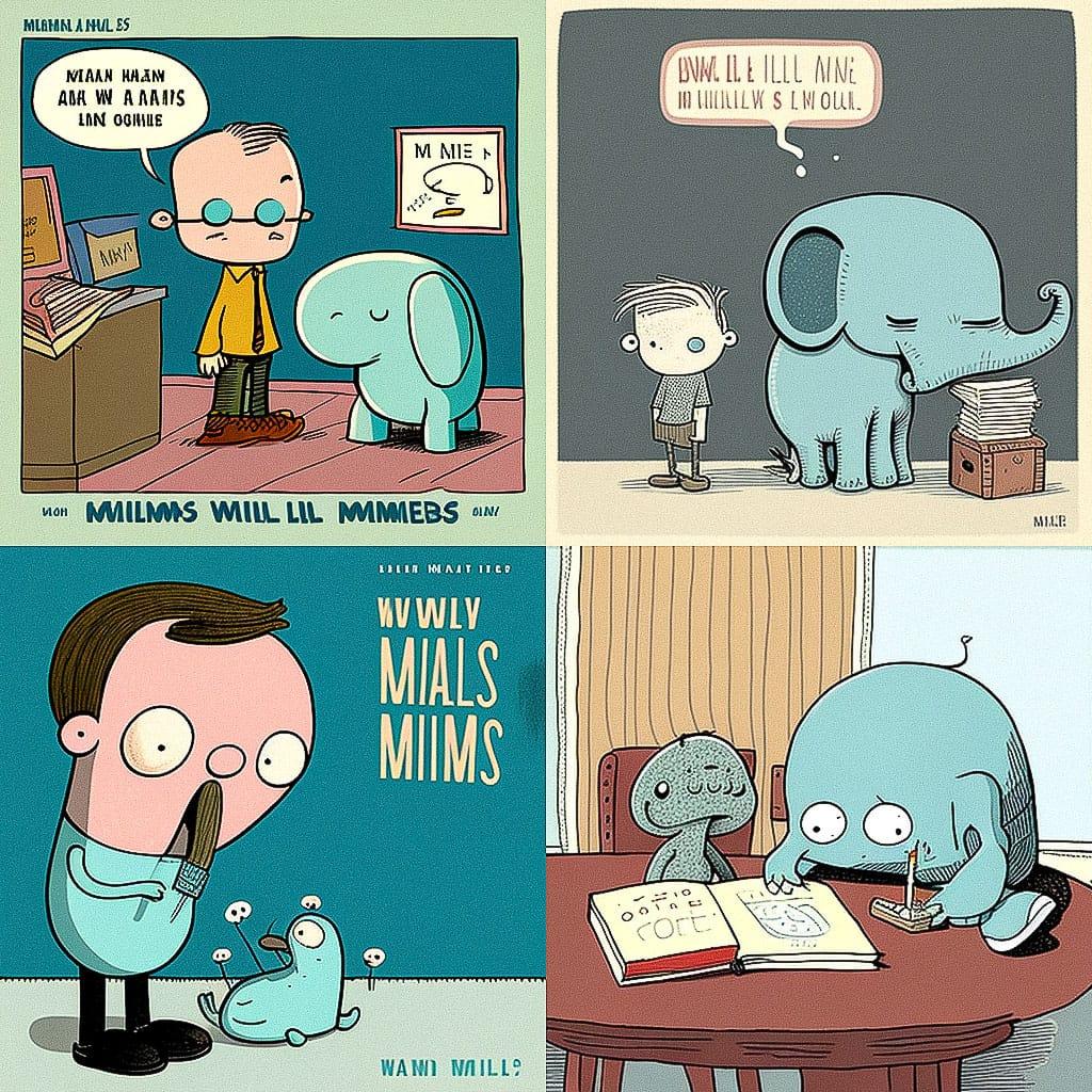 Mo Willems style, Midjourney V4, render 1 of 4