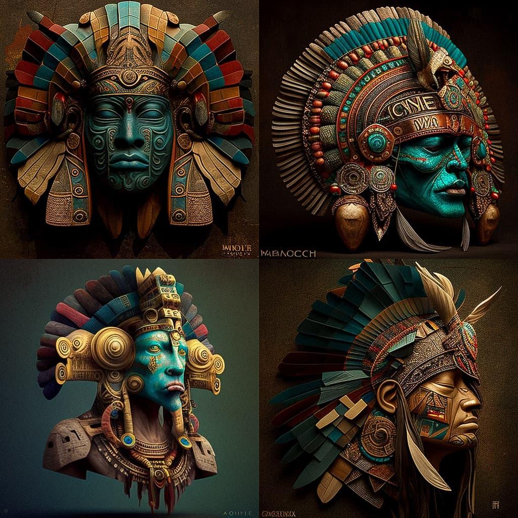 Moche art style, Midjourney V4, render 1 of 4