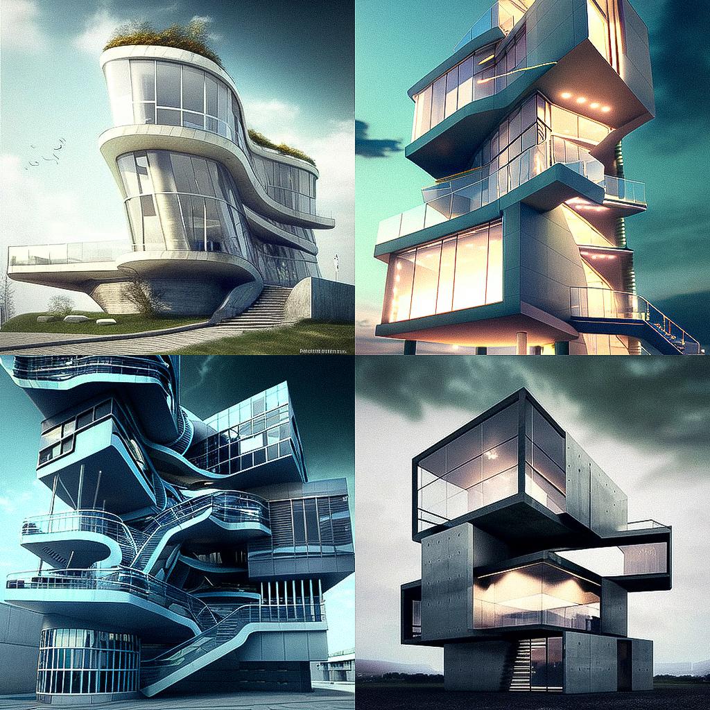 Modern architecture style, Midjourney V4, render 1 of 4