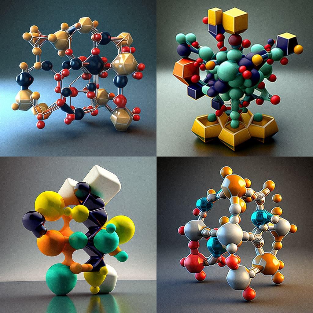 Molecular model style, Midjourney V4, render 1 of 4