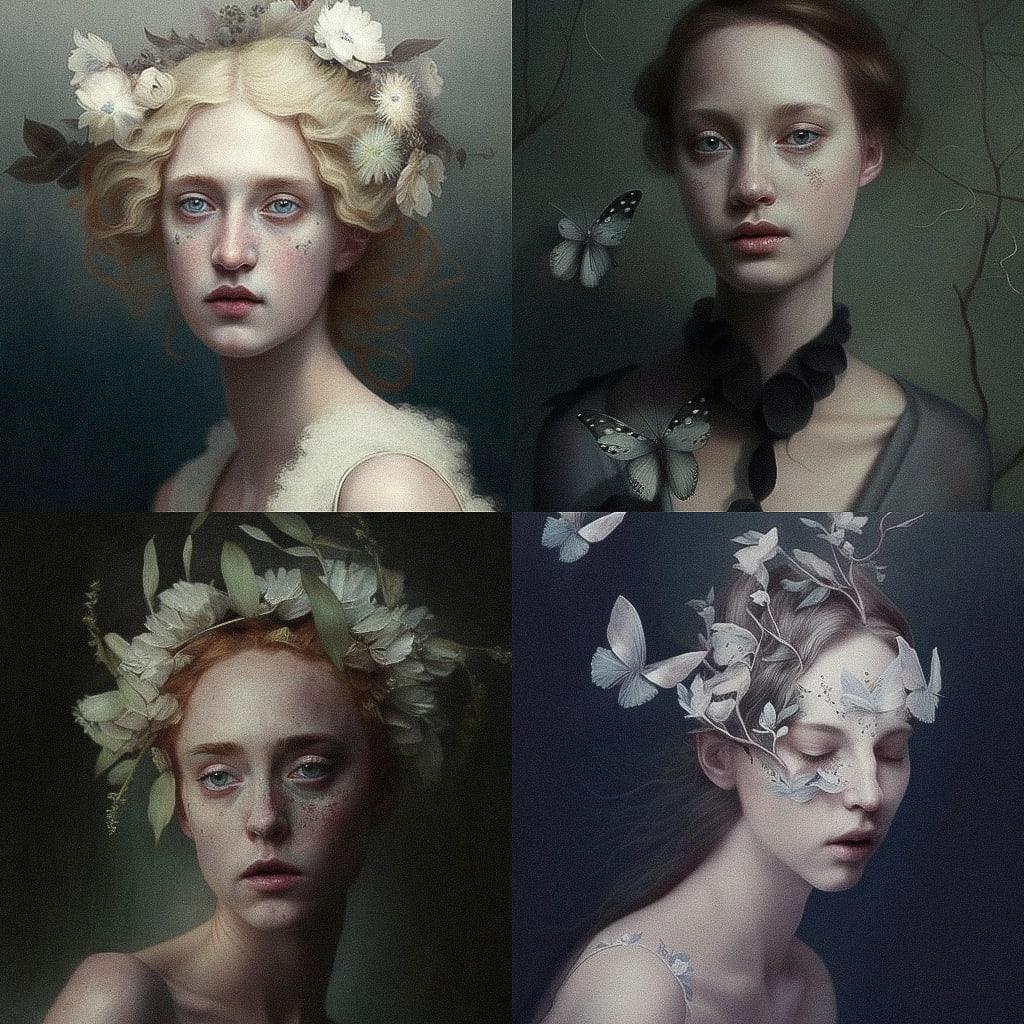 Monia Merlo style, Midjourney V4, render 1 of 4