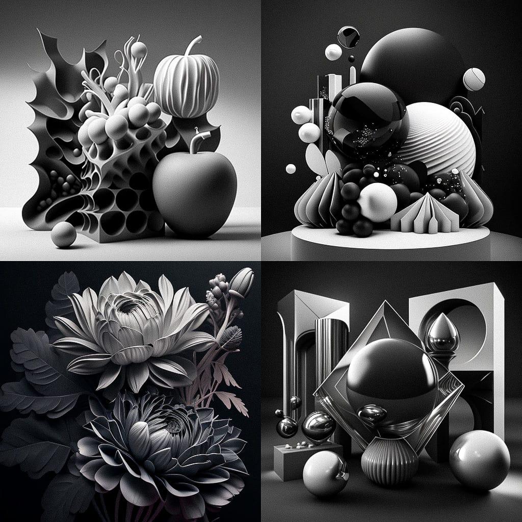 Monochrome colors style, Midjourney V4, render 1 of 4