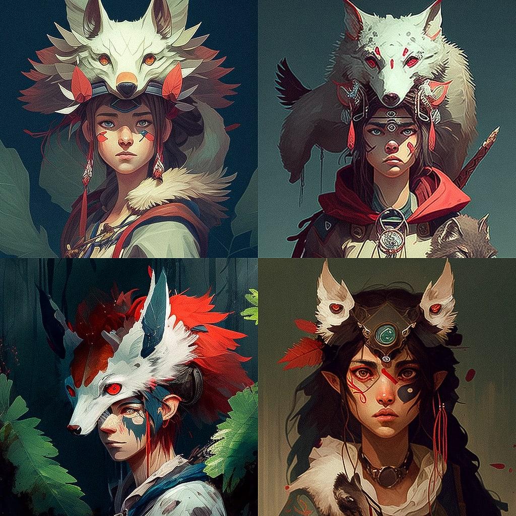 Mononoke style, Midjourney V4, render 1 of 4