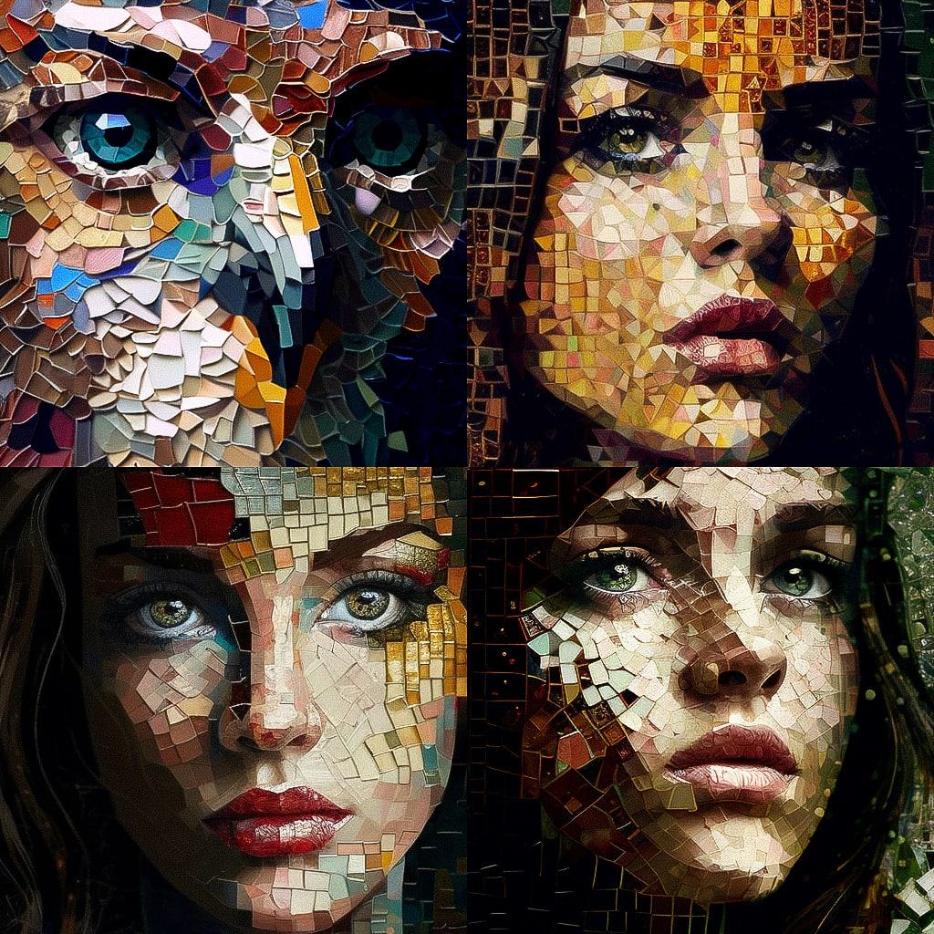 Mosaic style, Midjourney V4, render 1 of 4