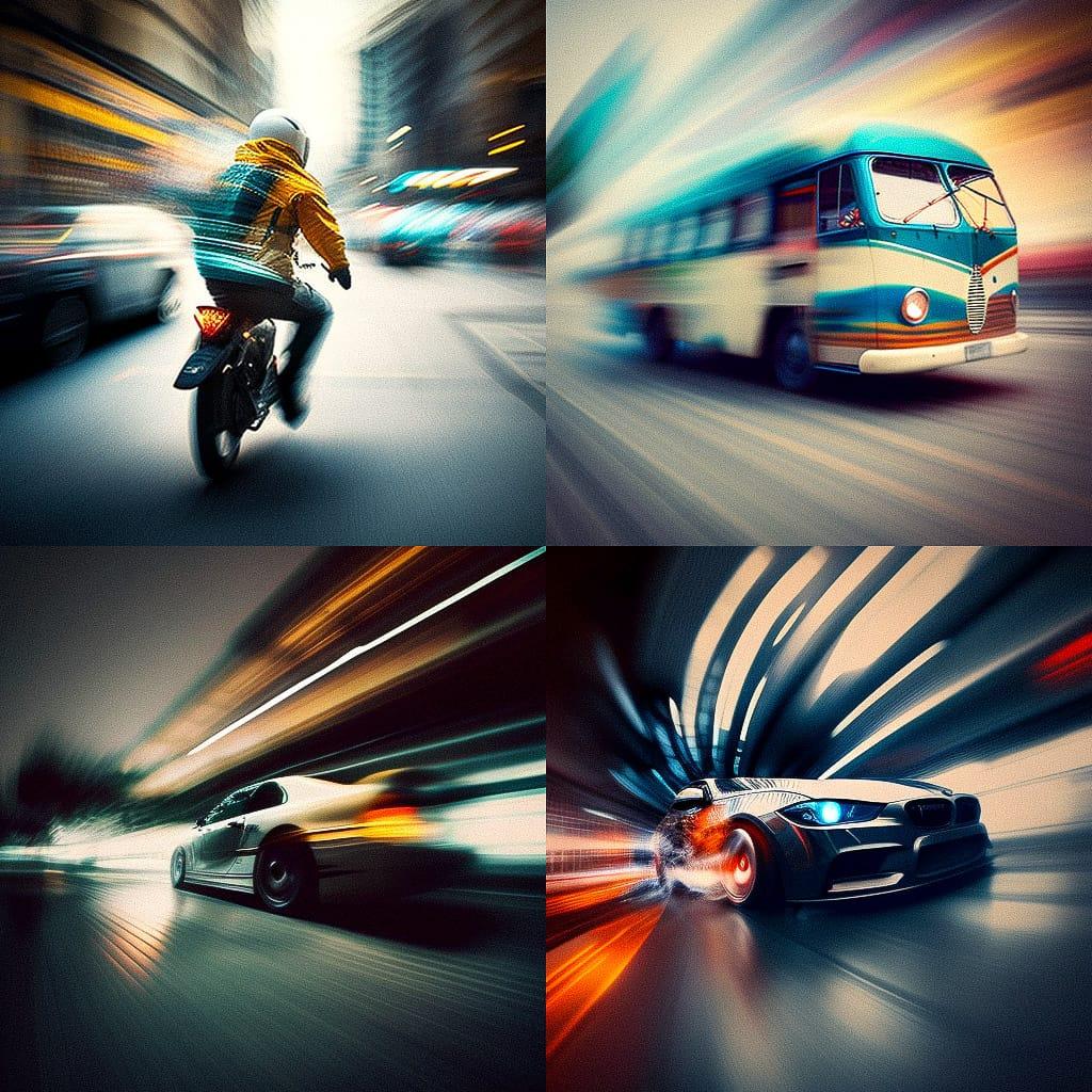 Motion blur style, Midjourney V4, render 1 of 4