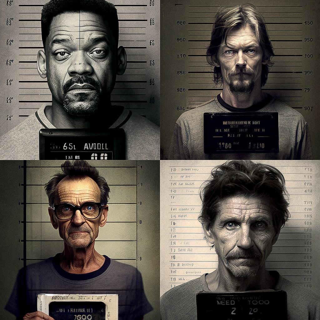 Mugshot style, Midjourney V4, render 1 of 4