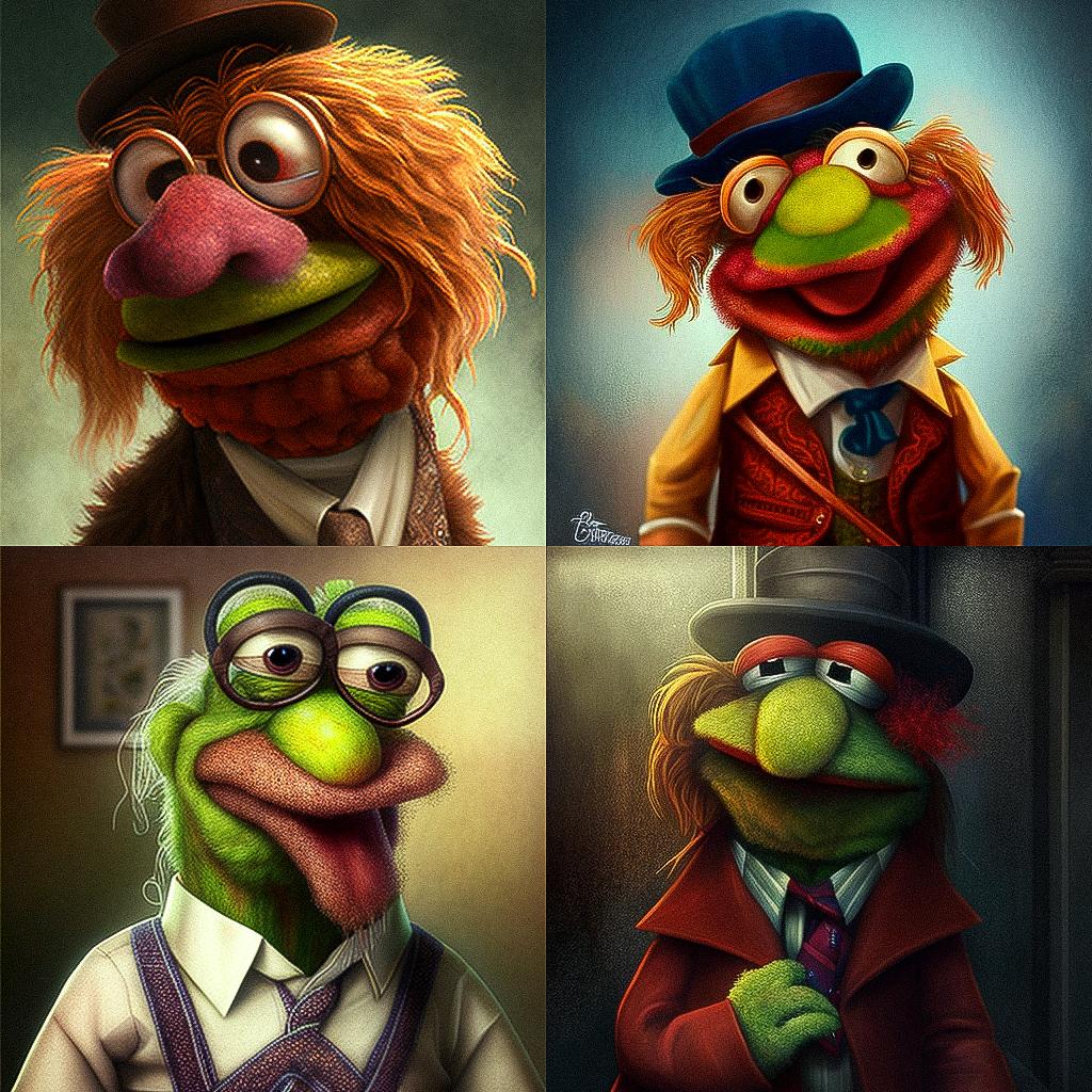 Muppet style style, Midjourney V4, render 1 of 4