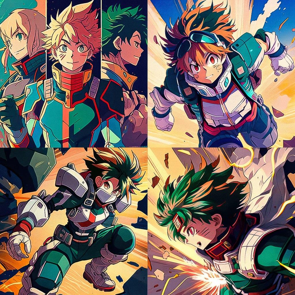 My Hero Academia style, Midjourney V4, render 1 of 4