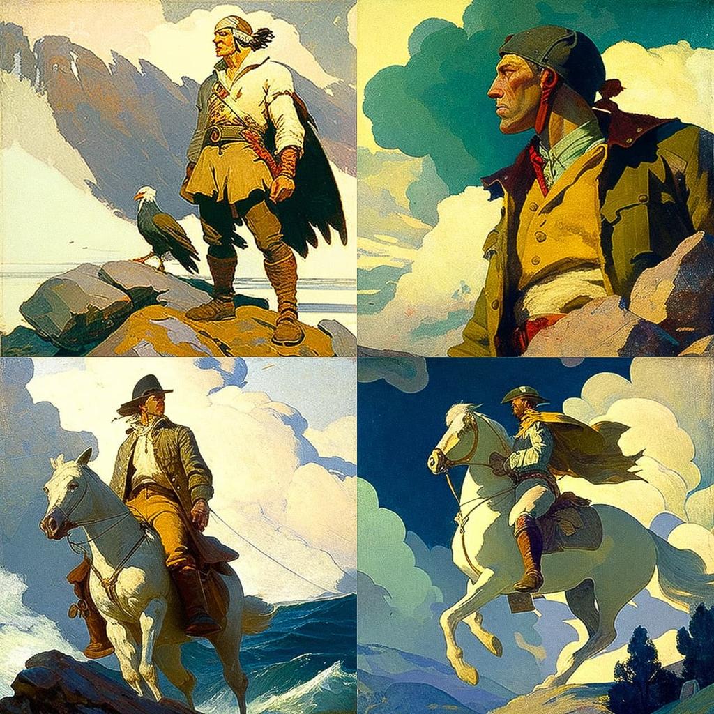 N. C. Wyeth style, Midjourney V4, render 1 of 4