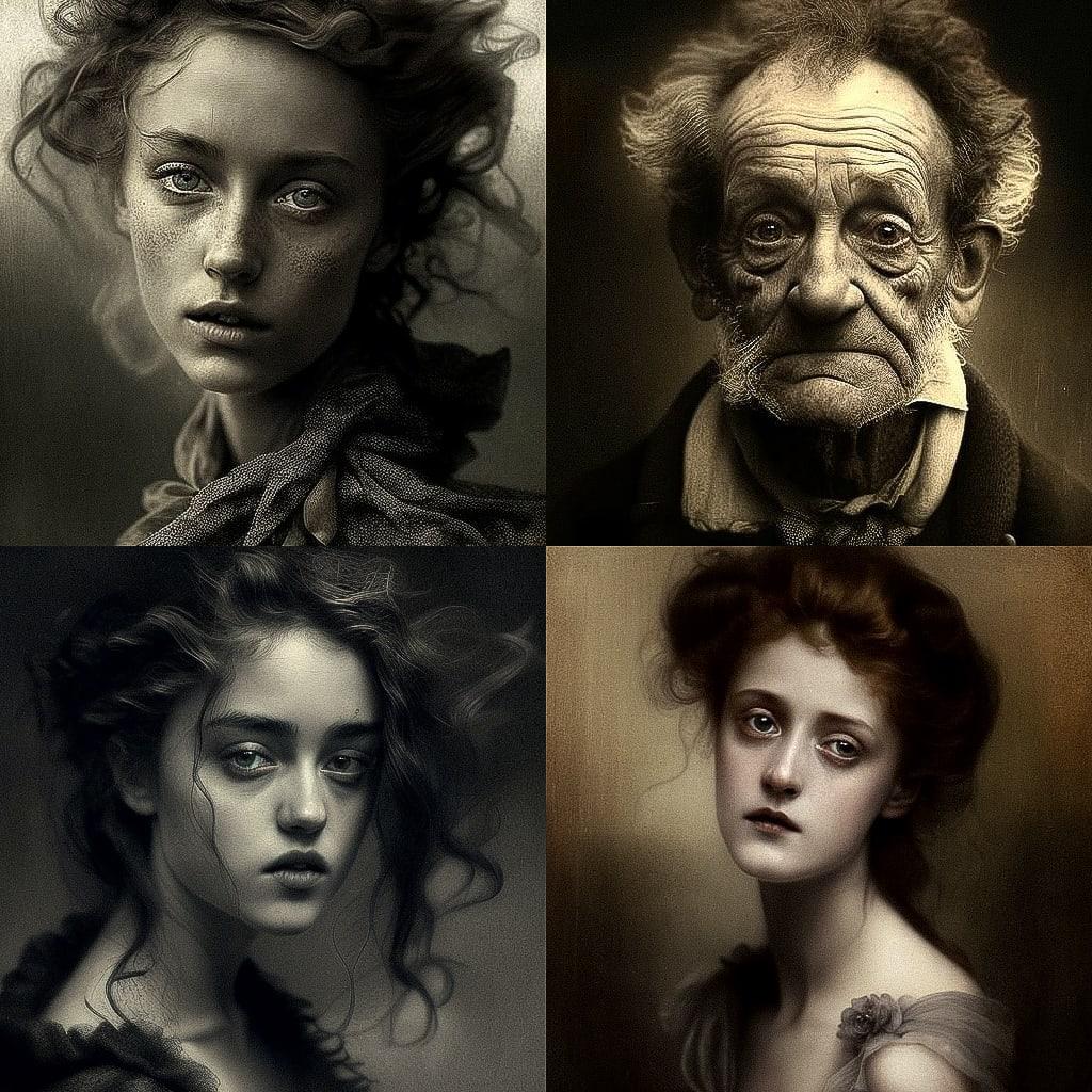 Nadar style, Midjourney V4, render 1 of 4