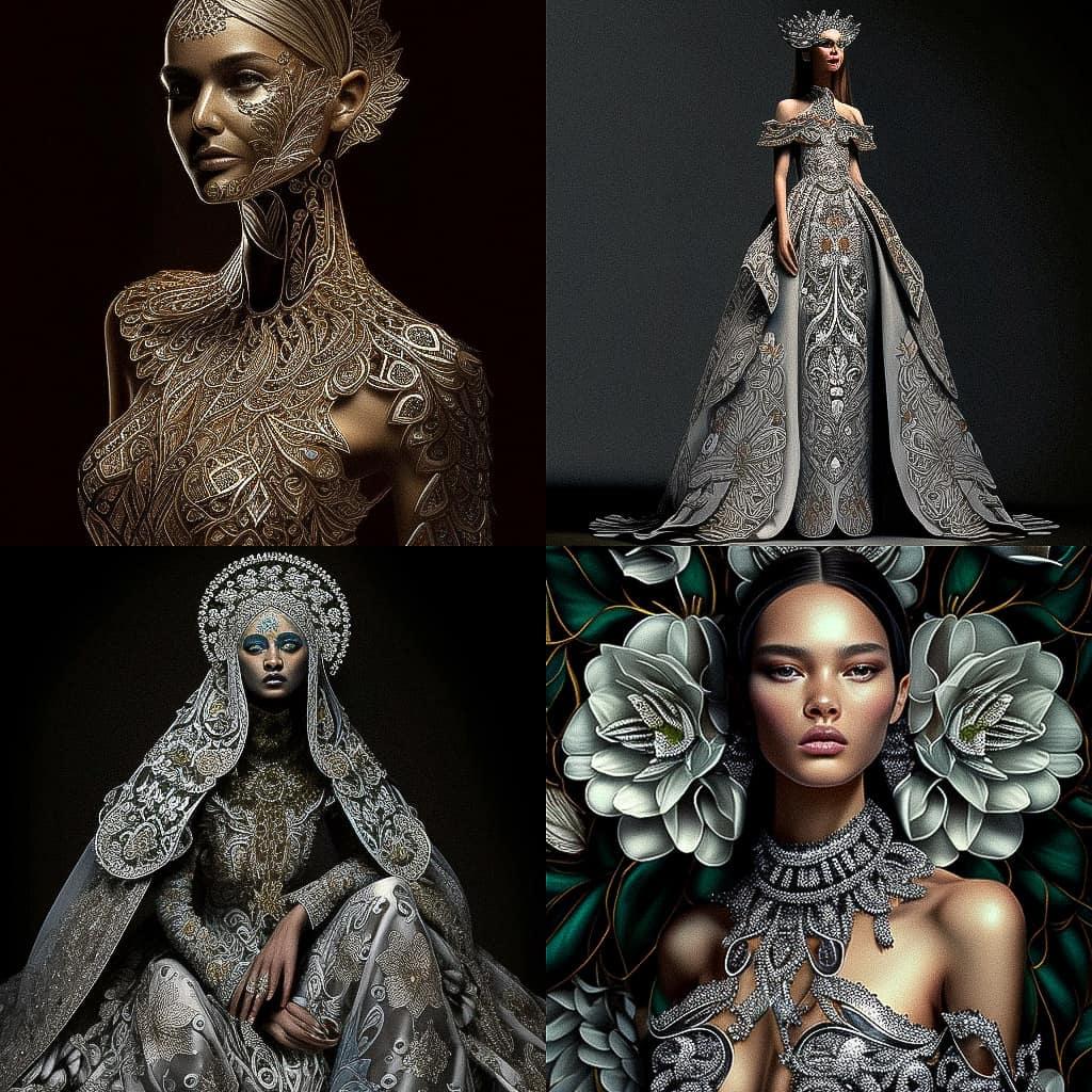 Naeem Khan style, Midjourney V4, render 1 of 4