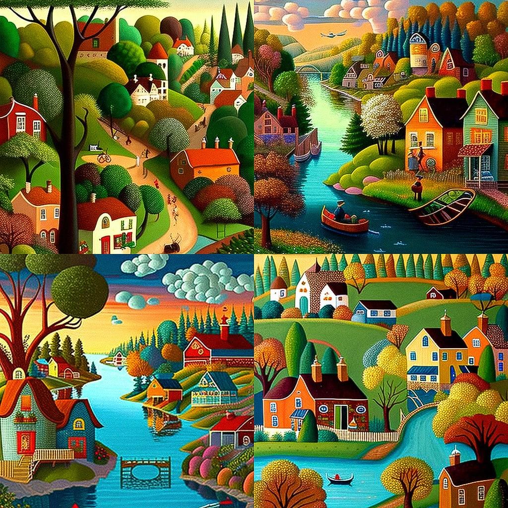 Naive art style, Midjourney V4, render 1 of 4