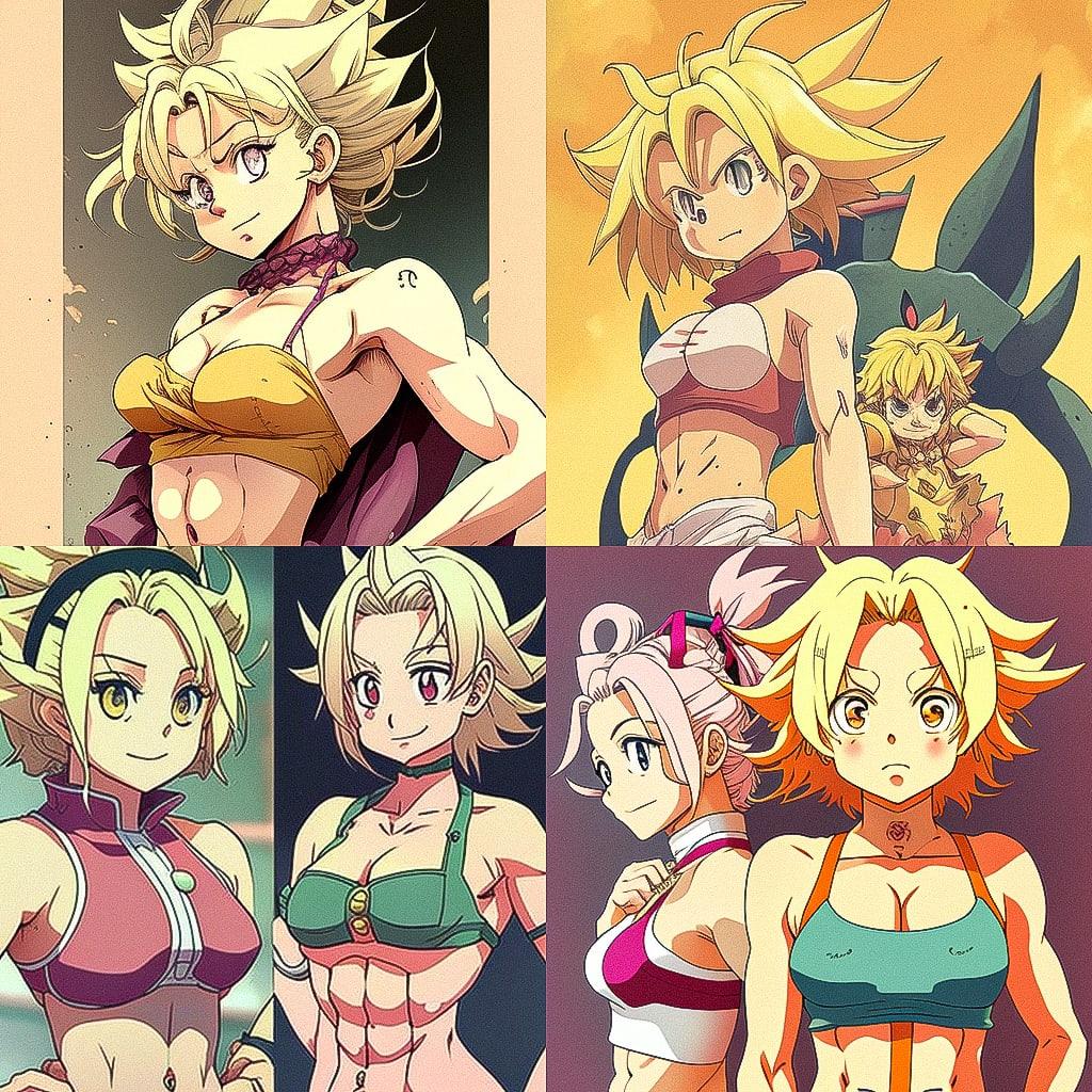 Nanatsu no Taizai style, Midjourney V4, render 1 of 4