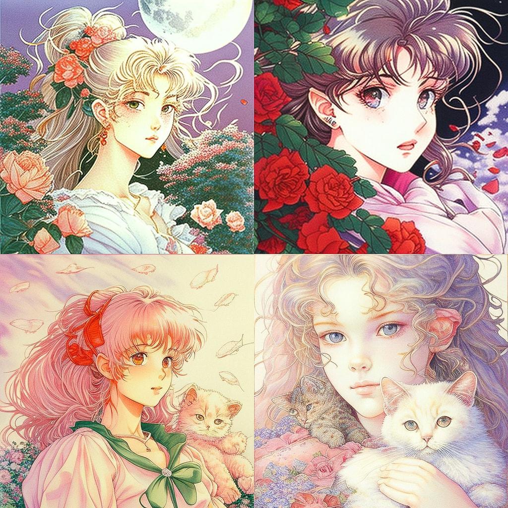 Naoko Takeuchi style, Midjourney V4, render 1 of 4