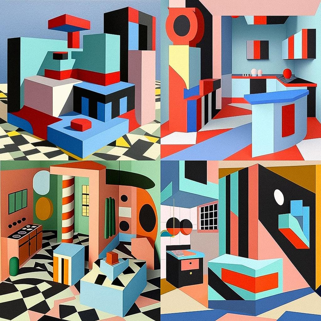 Nathalie Du Pasquier style, Midjourney V4, render 1 of 4