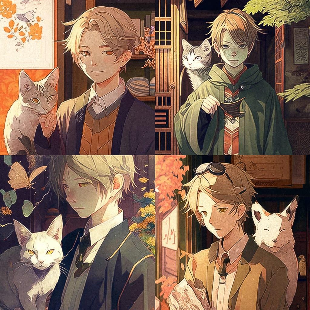 Natsume Yuujinchou style, Midjourney V4, render 1 of 4