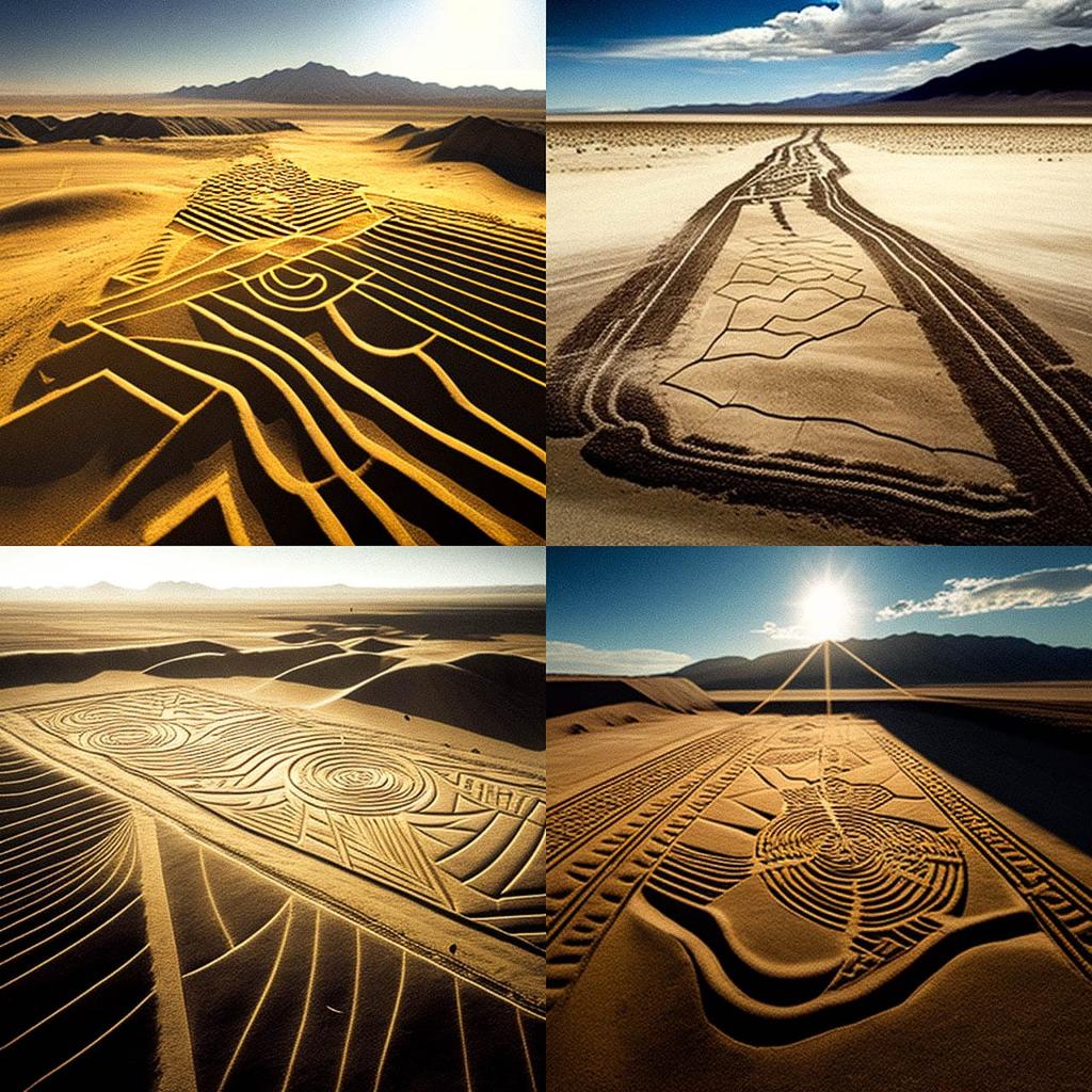 Nazca lines style, Midjourney V4, render 1 of 4