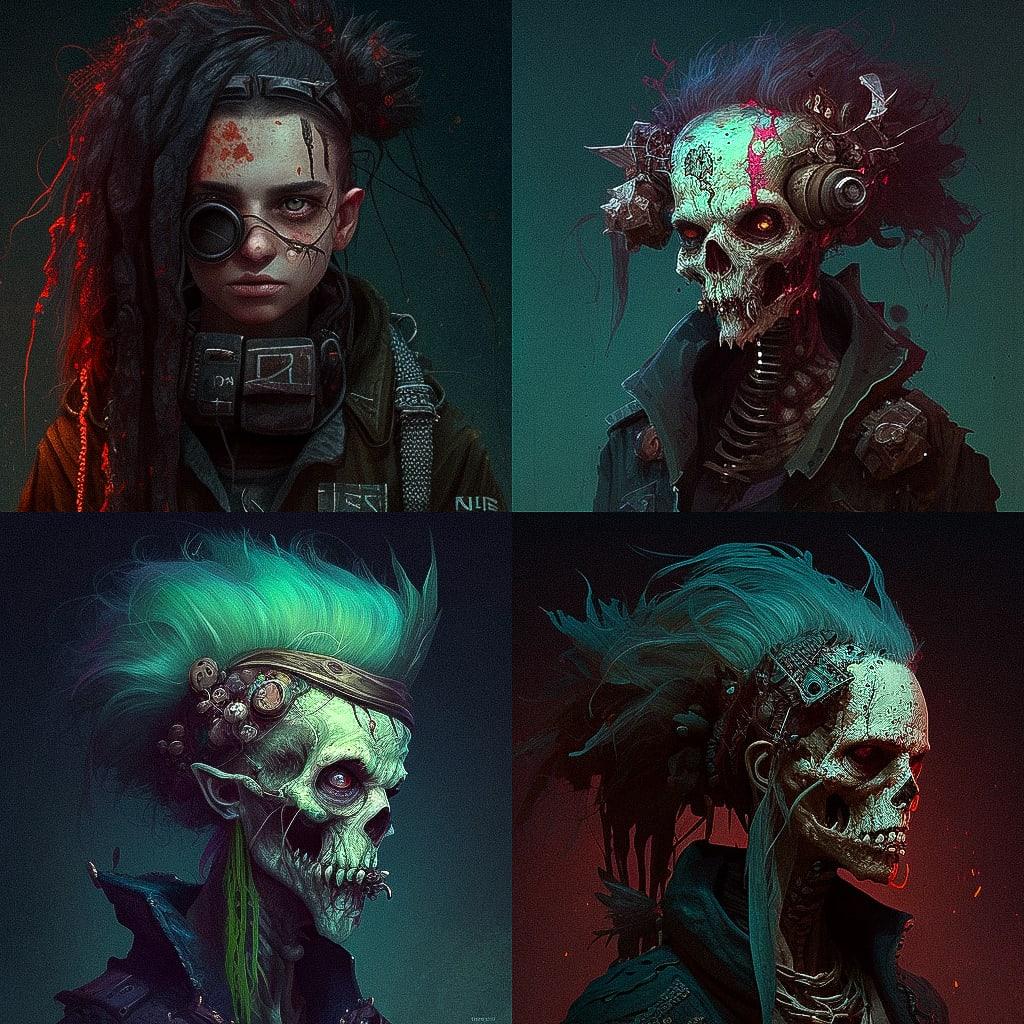 Necropunk style, Midjourney V4, render 1 of 4