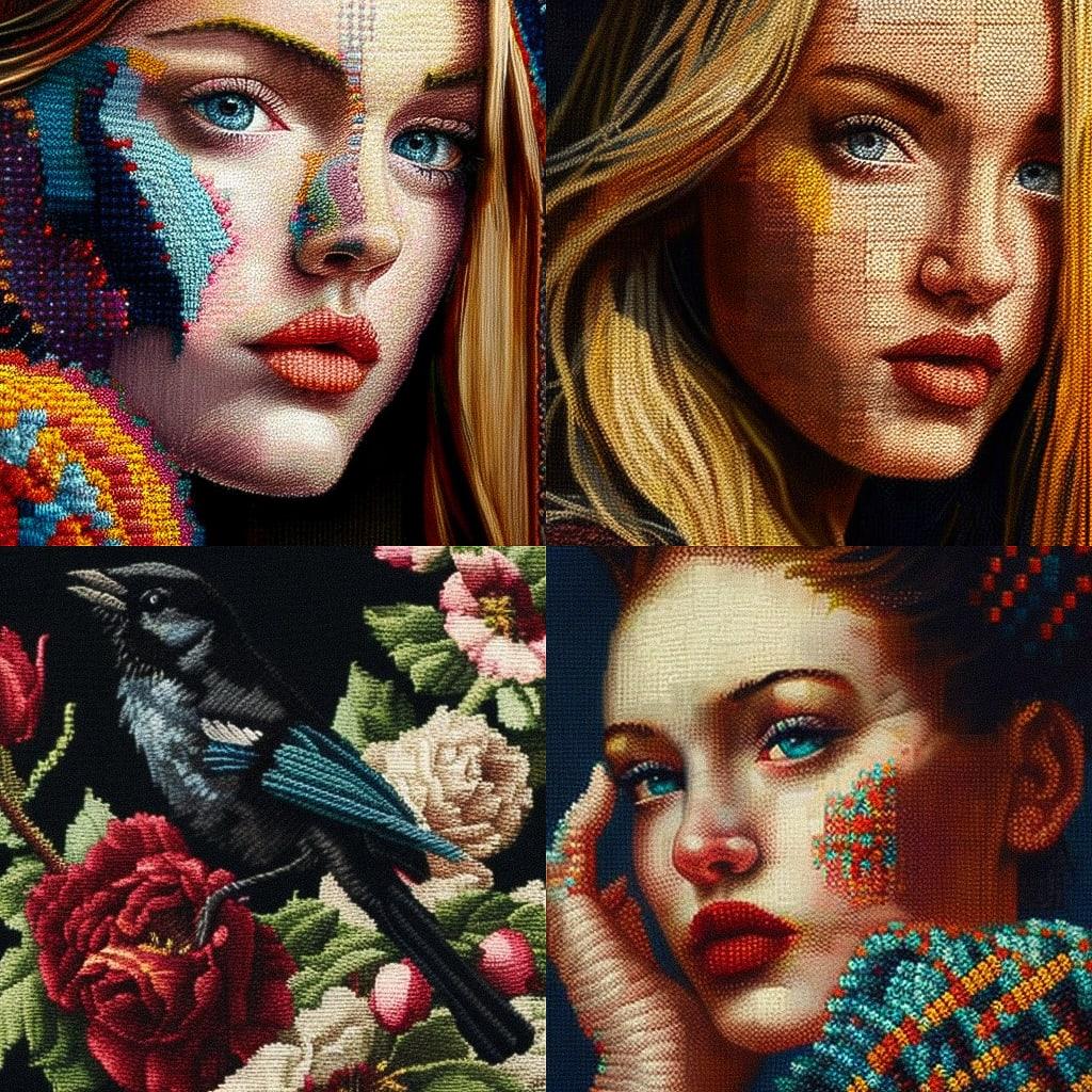 Needlepoint style, Midjourney V4, render 1 of 4