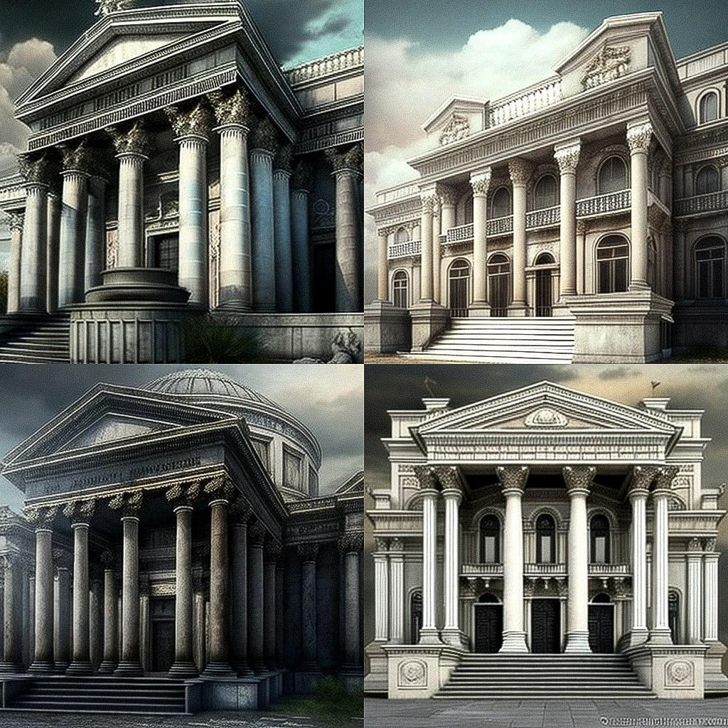 Neoclassical architecture style, Midjourney V4, render 1 of 4