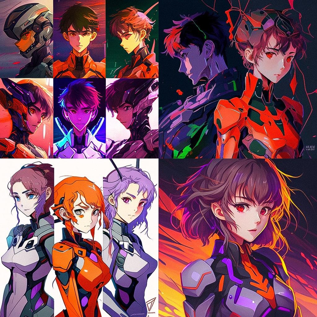 Neon Genesis Evangelion style, Midjourney V4, render 1 of 4