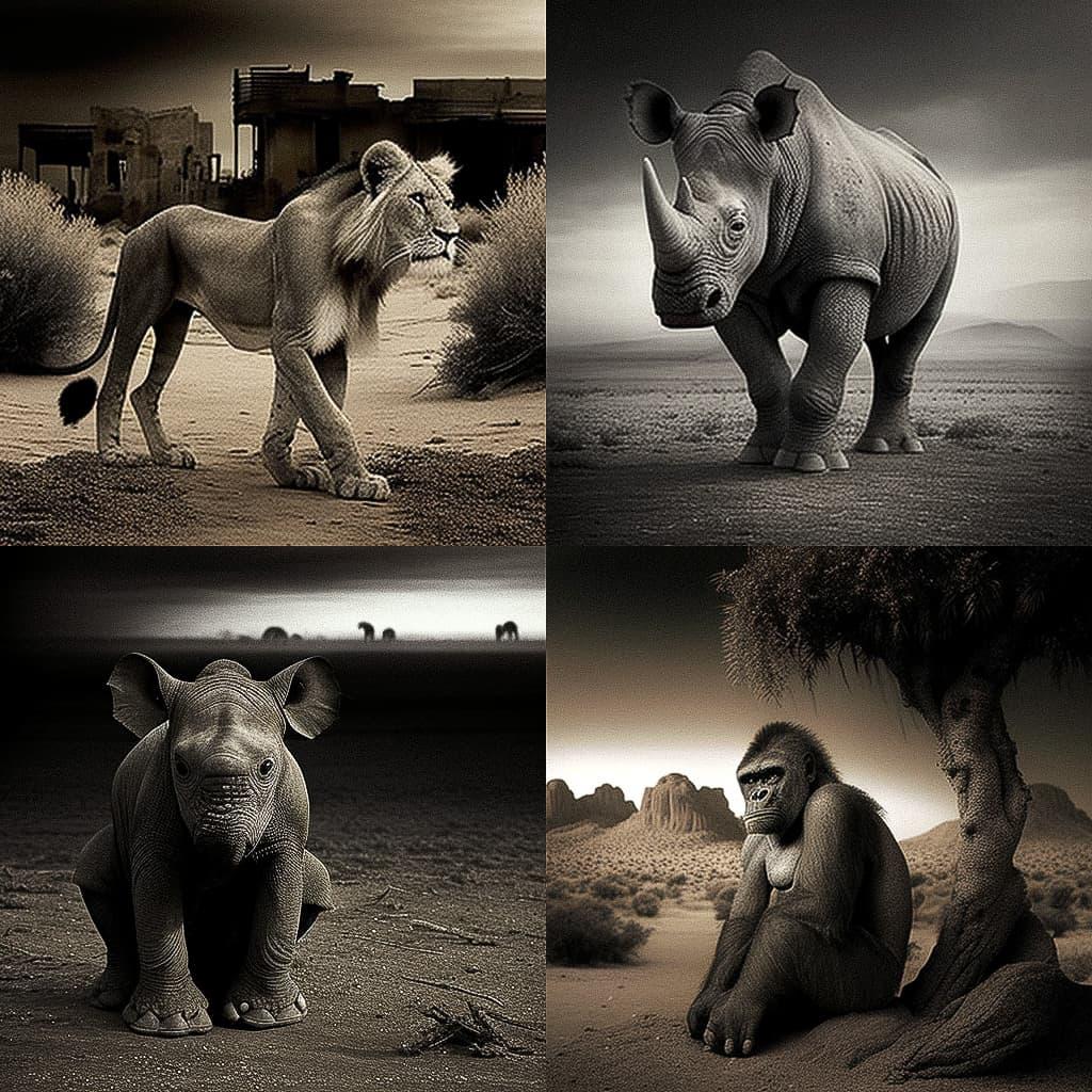 Nick Brandt style, Midjourney V4, render 1 of 4