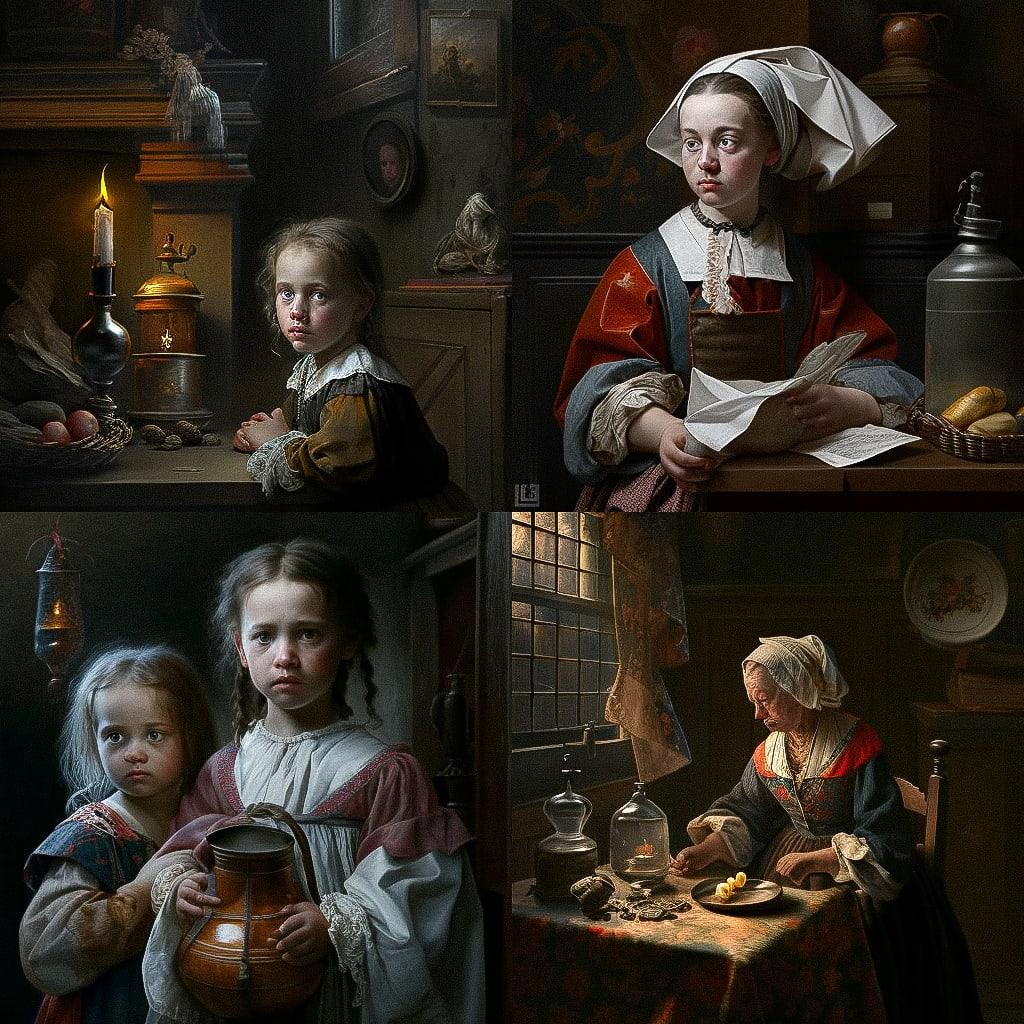 Nicolaes Maes style, Midjourney V4, render 1 of 4