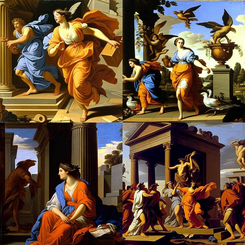 Nicolas Poussin style, Midjourney V4, render 1 of 4