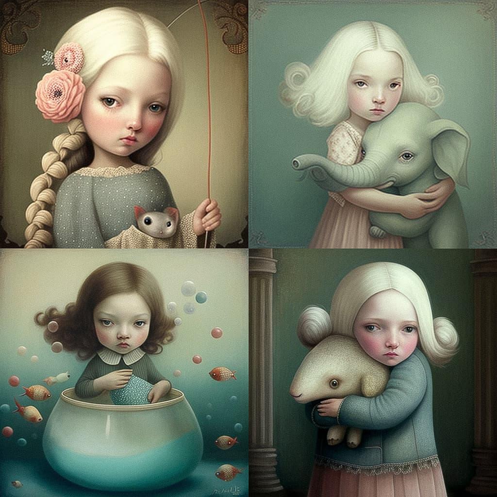 Nicoletta Ceccoli style, Midjourney V4, render 1 of 4