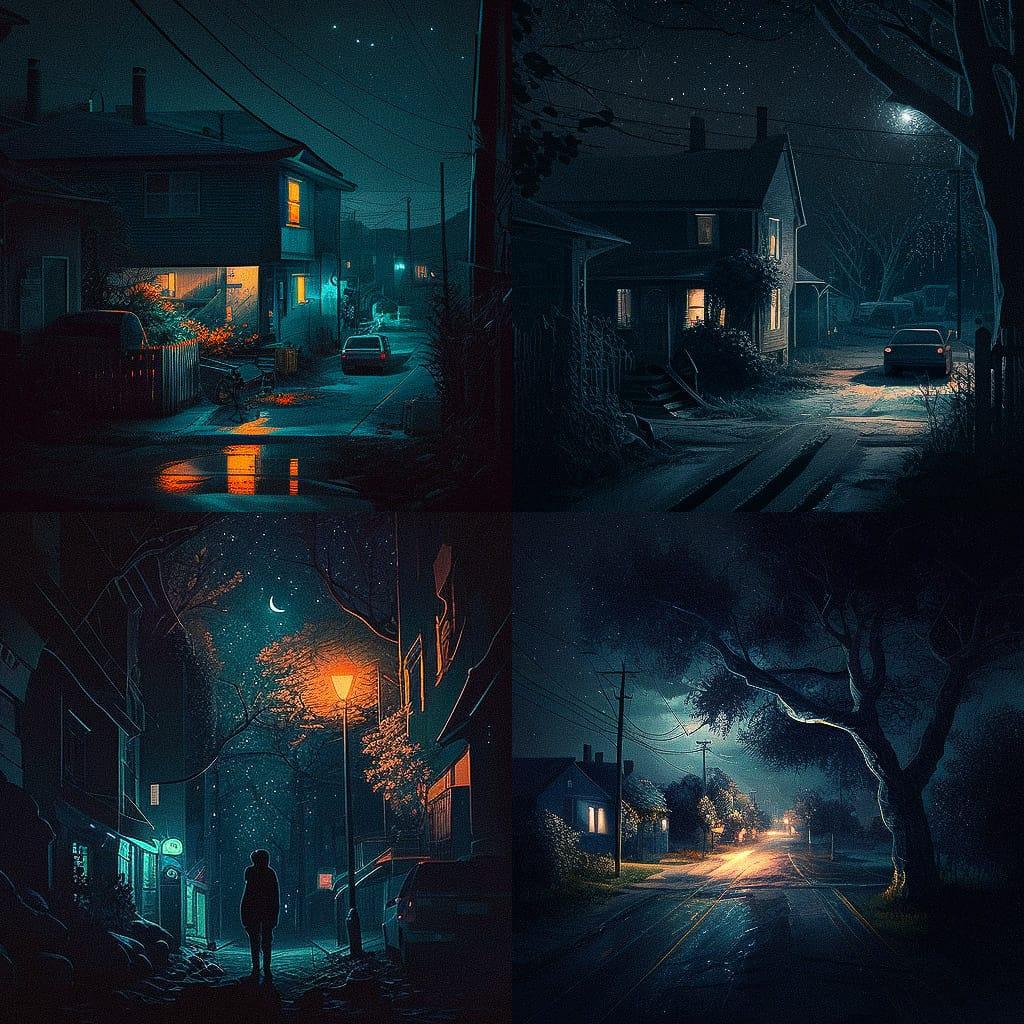 Night style, Midjourney V4, render 1 of 4