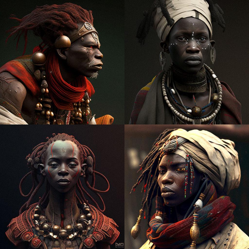 Nkisi figure style, Midjourney V4, render 1 of 4