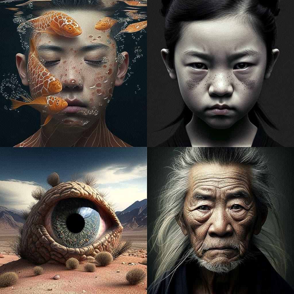Nobuo Sekine style, Midjourney V4, render 1 of 4